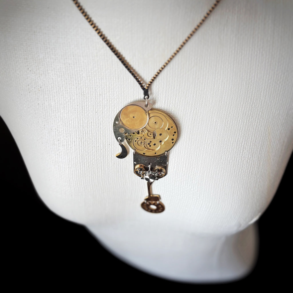 Bronze Mechanical Necklace - Figurative Sculptural Jewelry - One of a Kind Statement Piece - Bitácora Collection - Effigy -