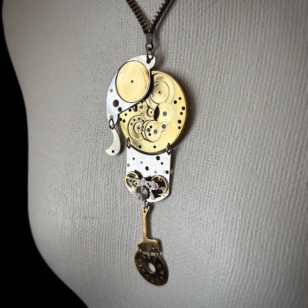 Bronze Mechanical Necklace - Figurative Sculptural Jewelry - One of a Kind Statement Piece - Bitácora Collection - Effigy -