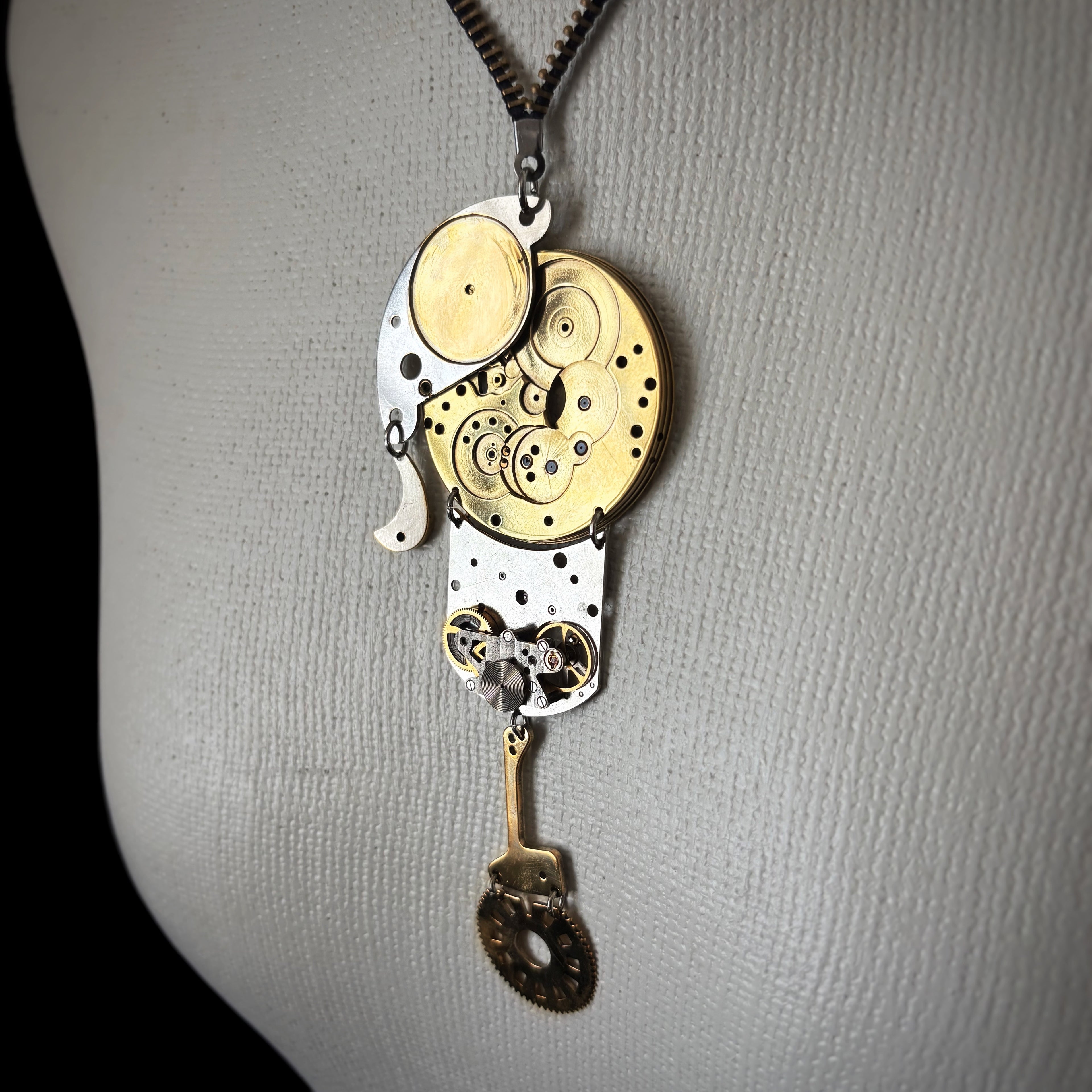 Bronze Mechanical Necklace - Figurative Sculptural Jewelry - One of a Kind Statement Piece - Bitácora Collection - Effigy -