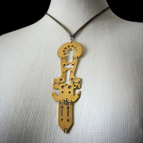 Articulated Mechanical Necklace - Figurative Structure - Bitácora Collection - Blade