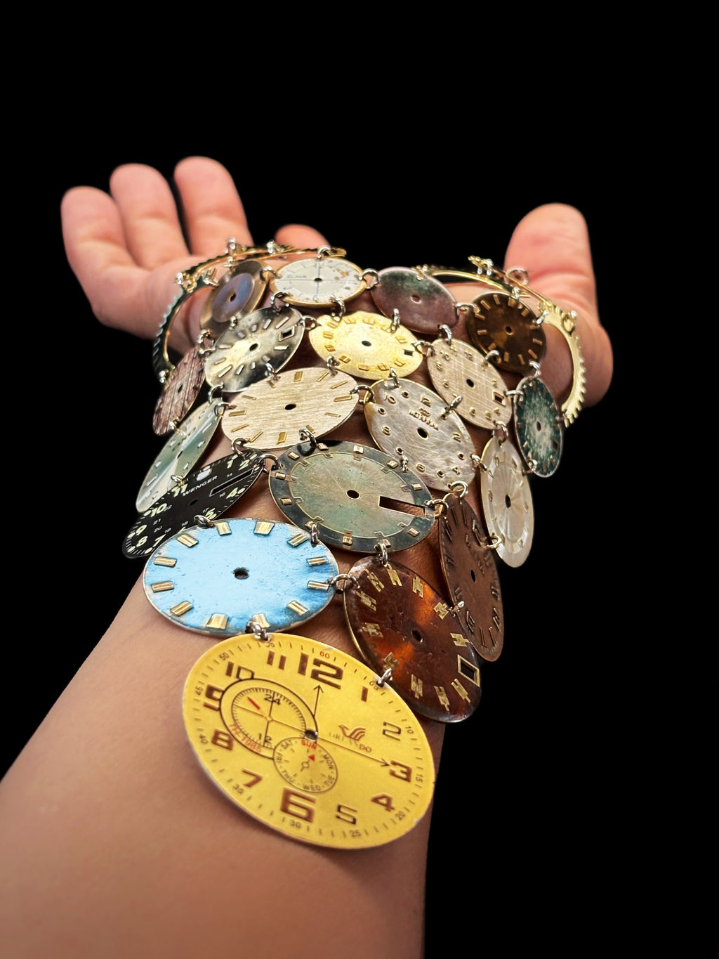 Archive Bronze Necklace - Reclaimed Watch Dial Pectoral - Contemporary Art Jewelry - Bitácora Collection - Mosaic