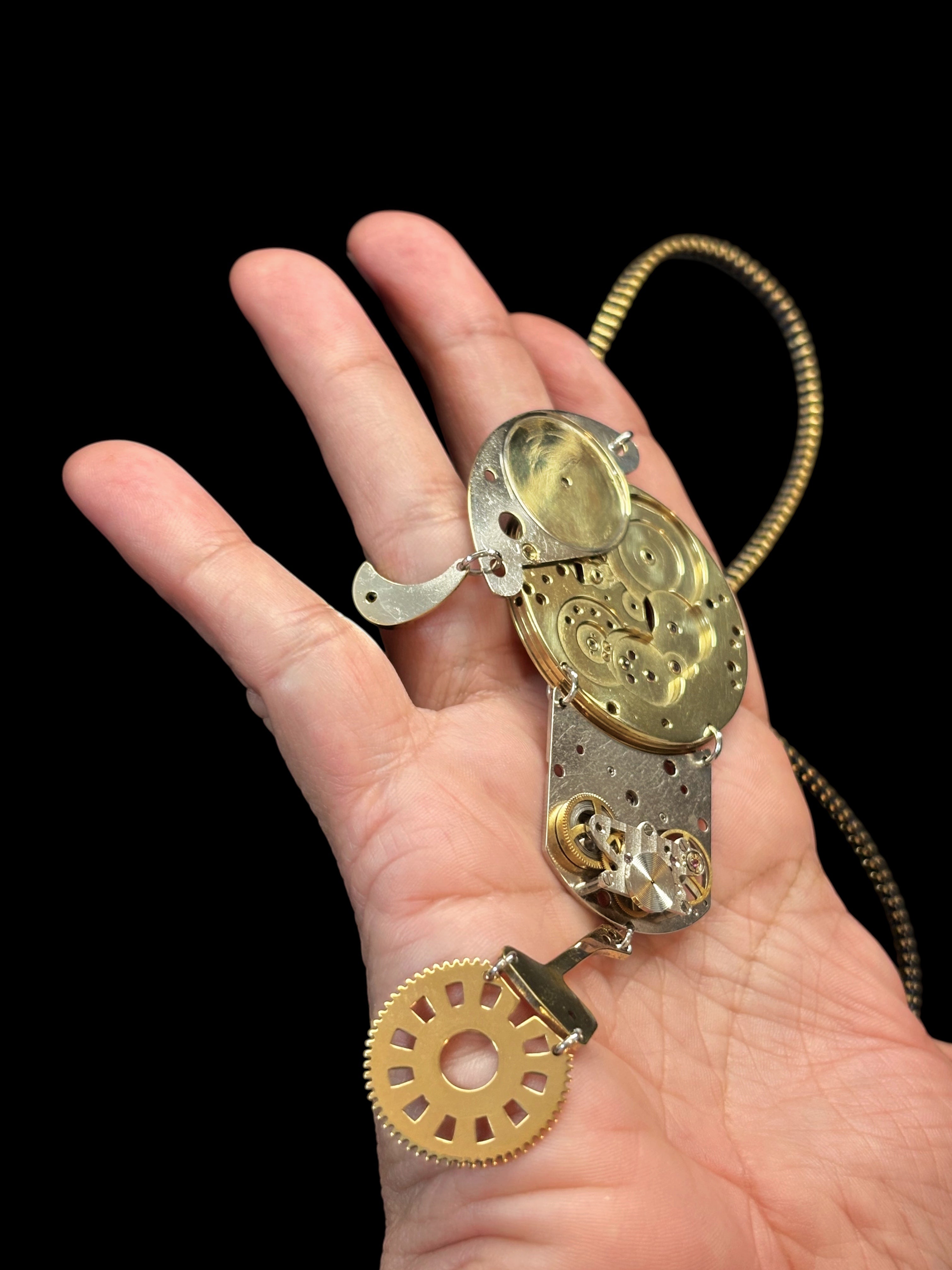 Bronze Mechanical Necklace - Figurative Sculptural Jewelry - One of a Kind Statement Piece - Bitácora Collection - Effigy -