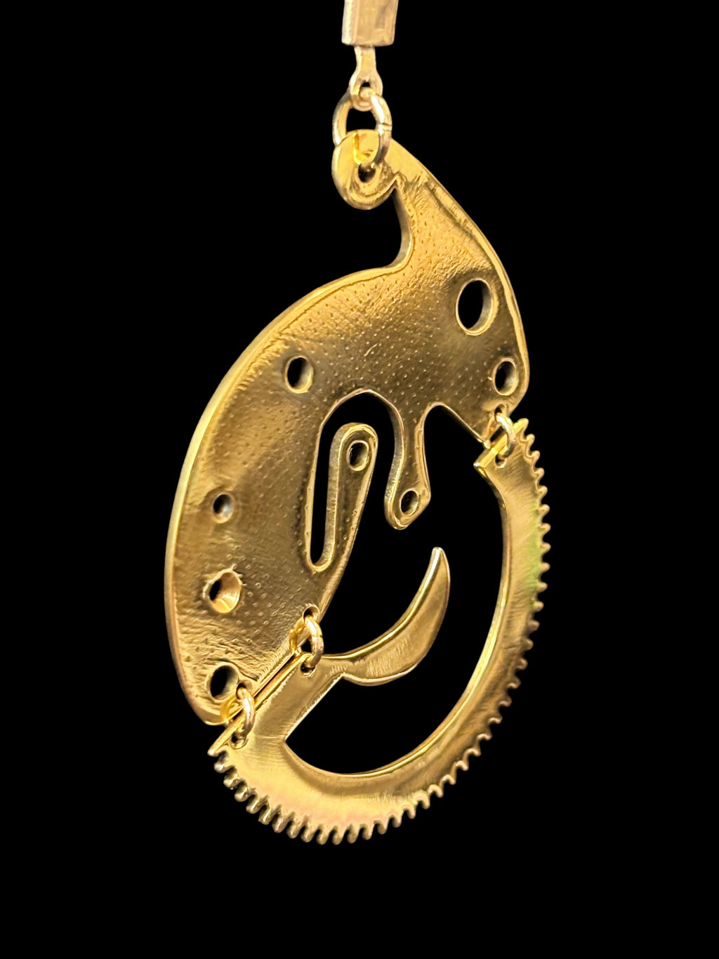 Articulated Mechanical Pendant - Sculptural Watch Fragment Necklace - Bitácora Collection - Crescent