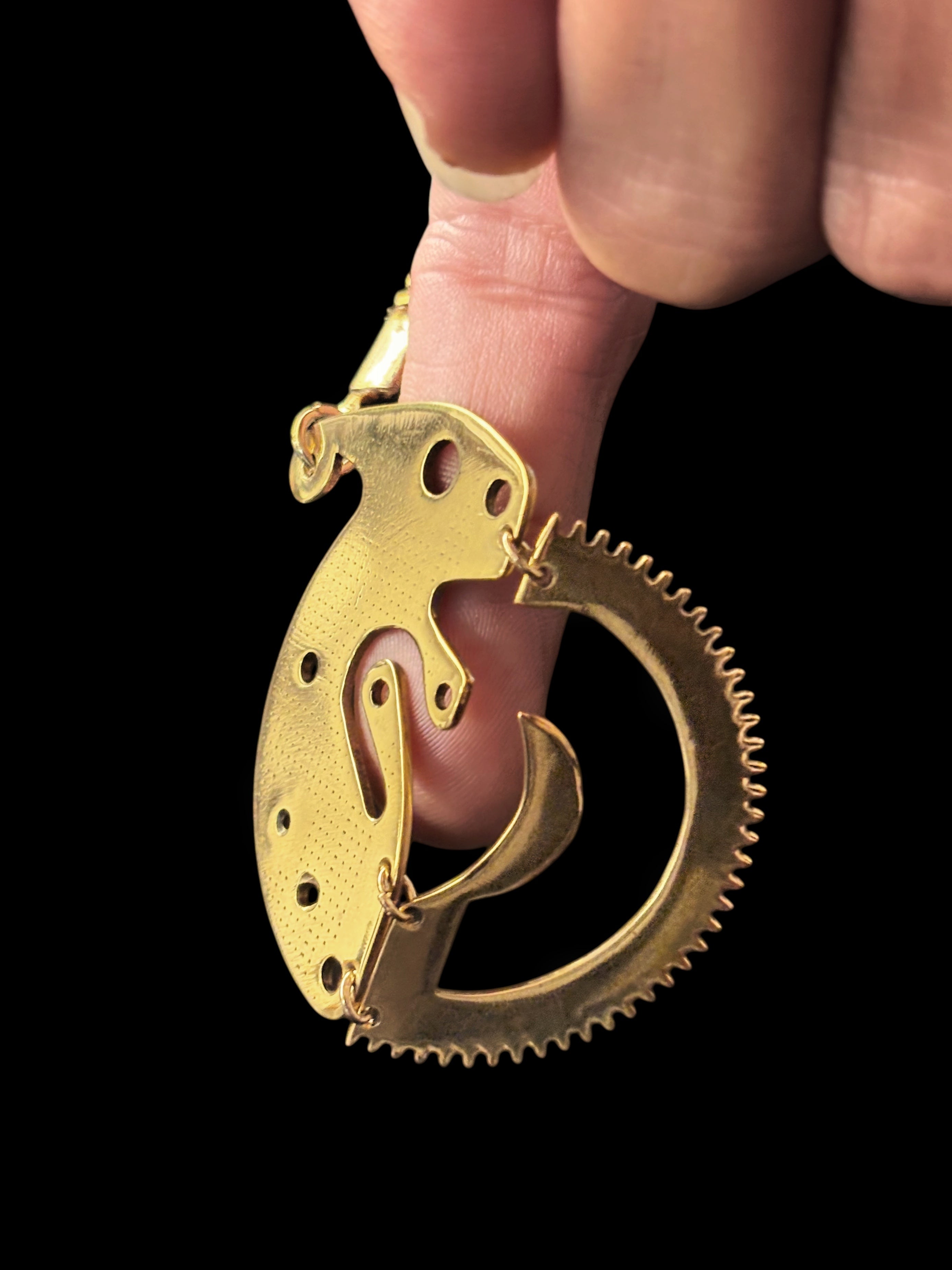 Articulated Mechanical Pendant - Sculptural Watch Fragment Necklace - Bitácora Collection - Crescent