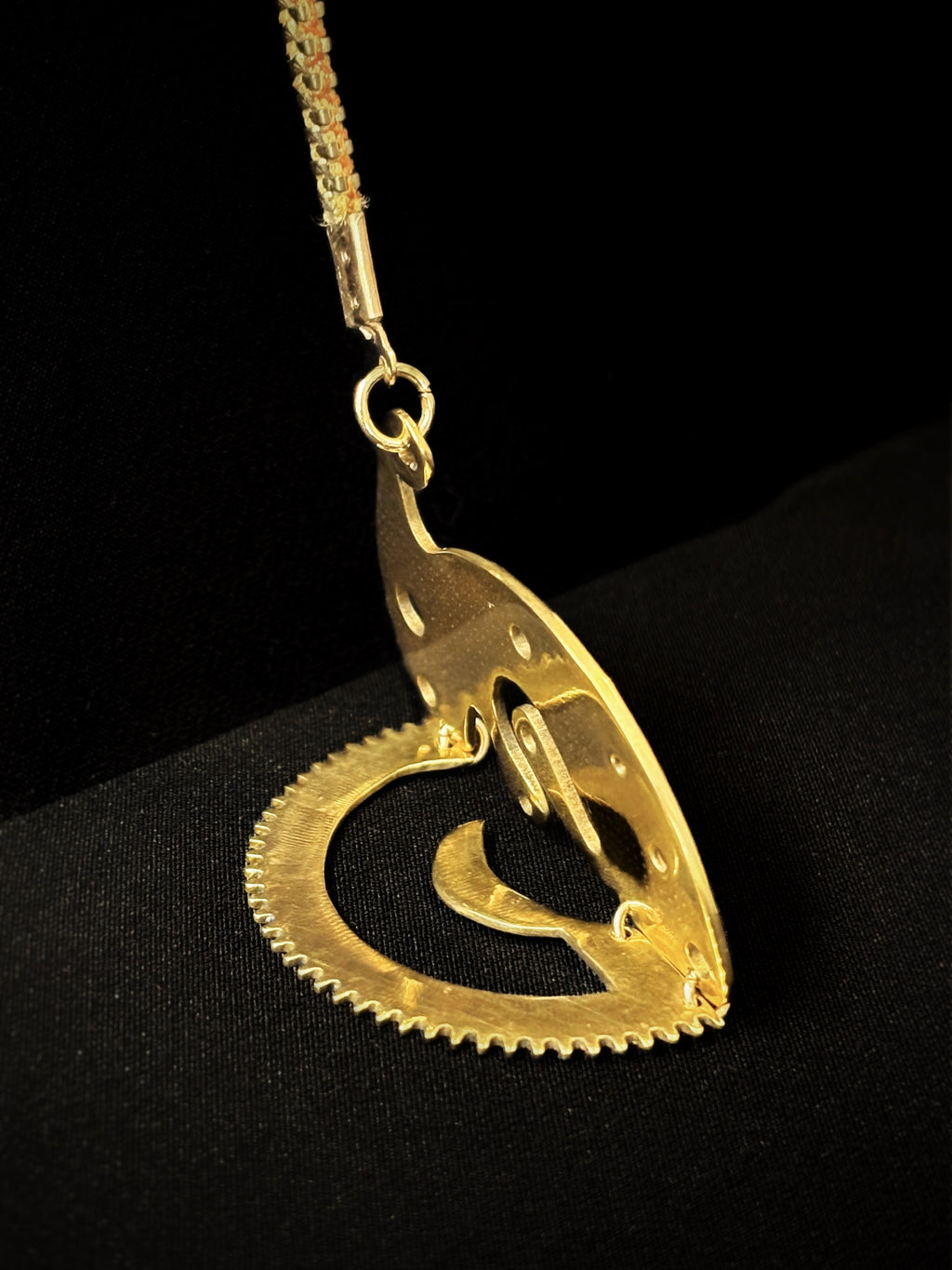 Articulated Mechanical Pendant - Sculptural Watch Fragment Necklace - Bitácora Collection - Crescent
