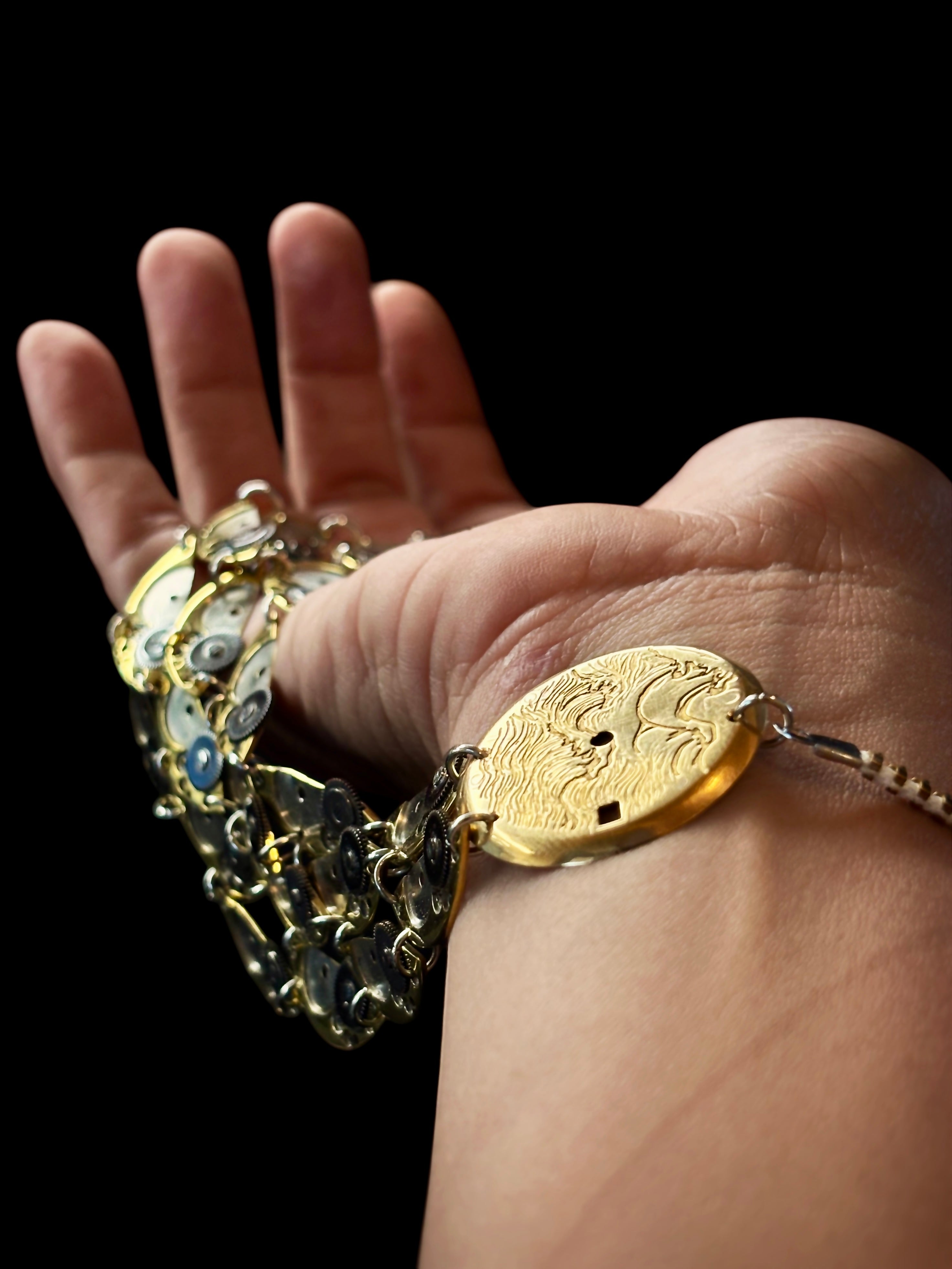Articulate Bronze Necklace - Sculptural Layered Structure - Bitácora Collection - Waterfall