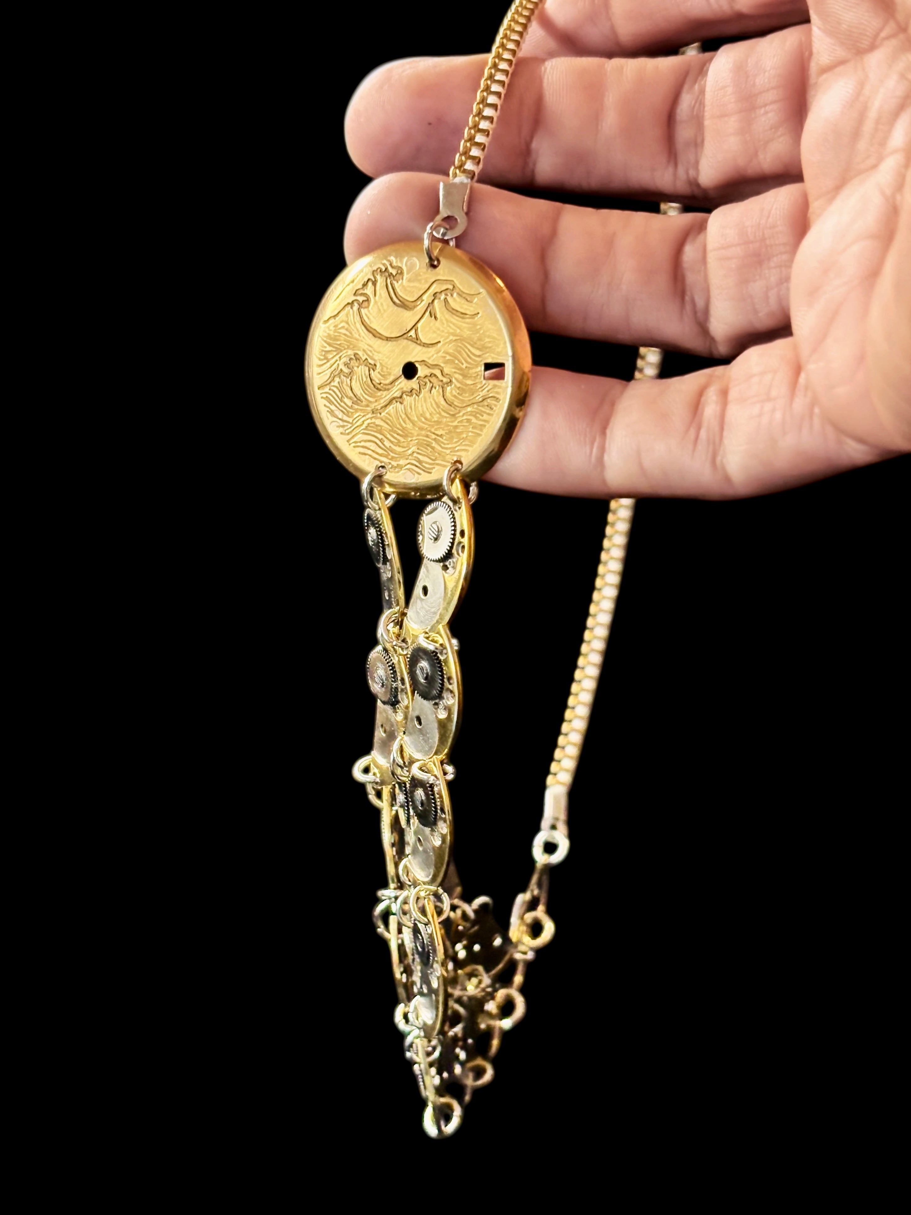 Articulate Bronze Necklace - Sculptural Layered Structure - Bitácora Collection - Waterfall