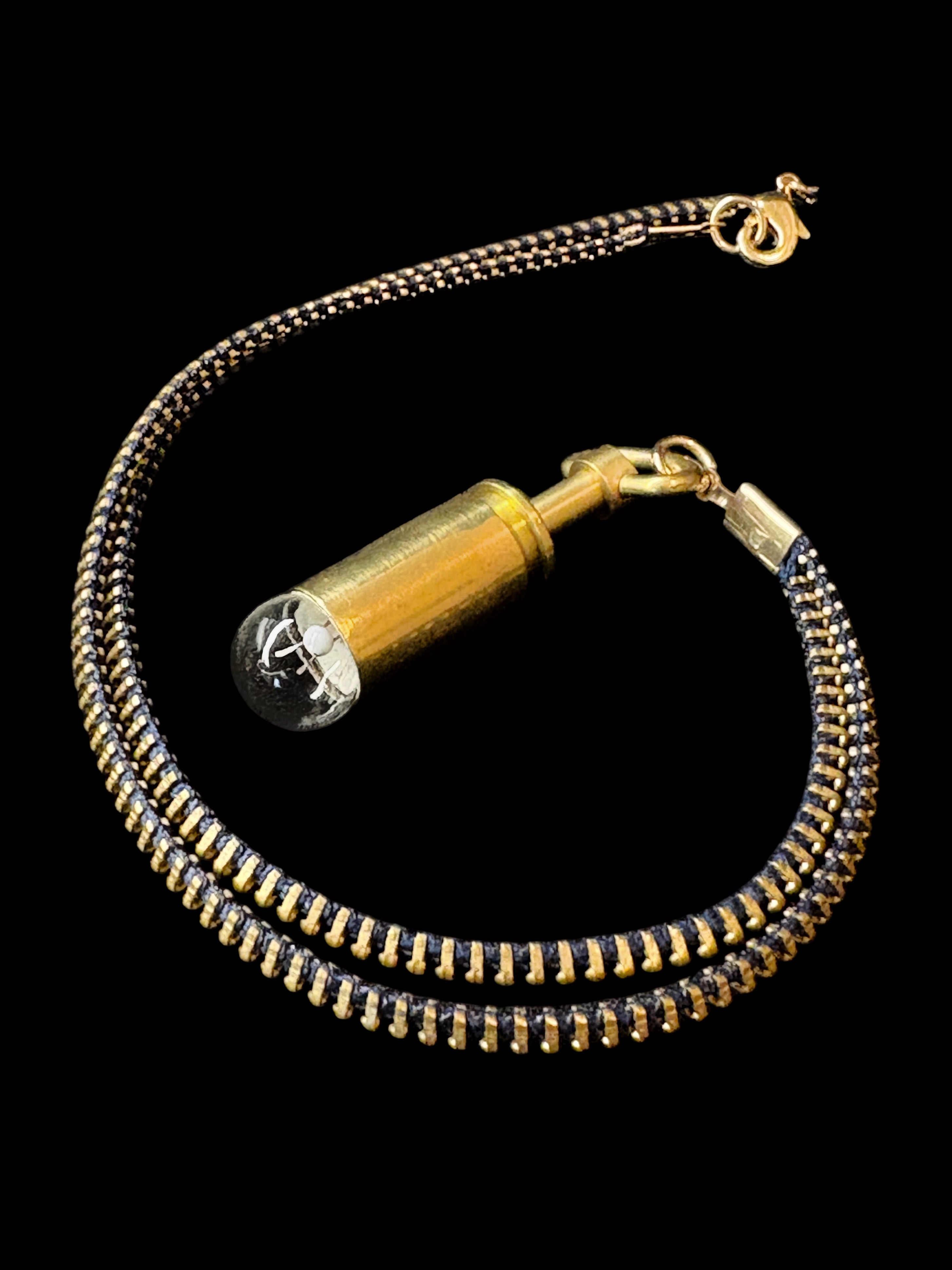 Bronze and Glass Pendant Necklace - Reclaimed Mechanical Key & Cartridge Object - Bitácora Collection - Capsule