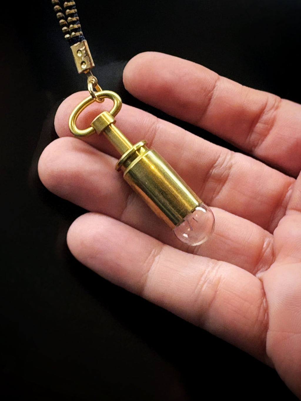 Bronze and Glass Pendant Necklace - Reclaimed Mechanical Key & Cartridge Object - Bitácora Collection - Capsule