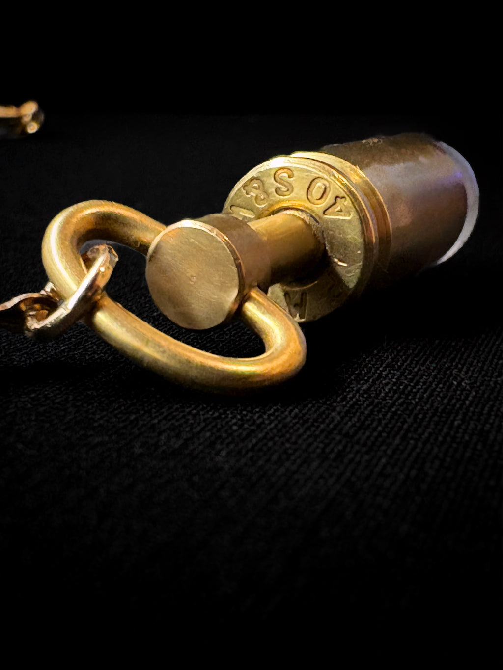 Bronze and Glass Pendant Necklace - Reclaimed Mechanical Key & Cartridge Object - Bitácora Collection - Capsule