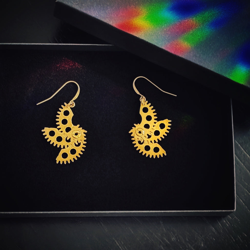 Zarza – Limited Edition Brass Earrings with Vintage Watch Gears | Handcrafted in Miami