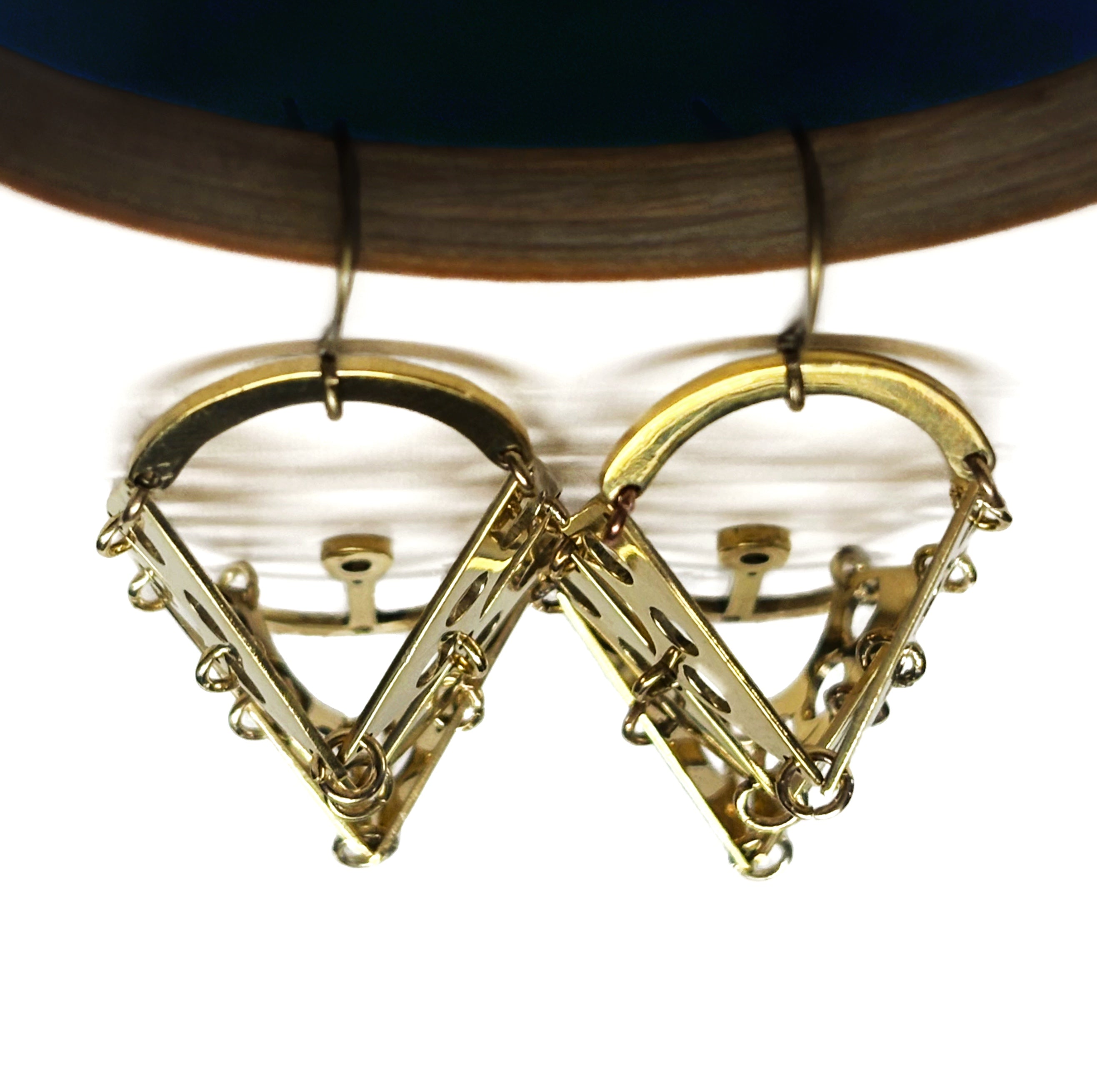 Edges– Triangular Bronze Earrings with Articulated Geometry | Industrial Chic