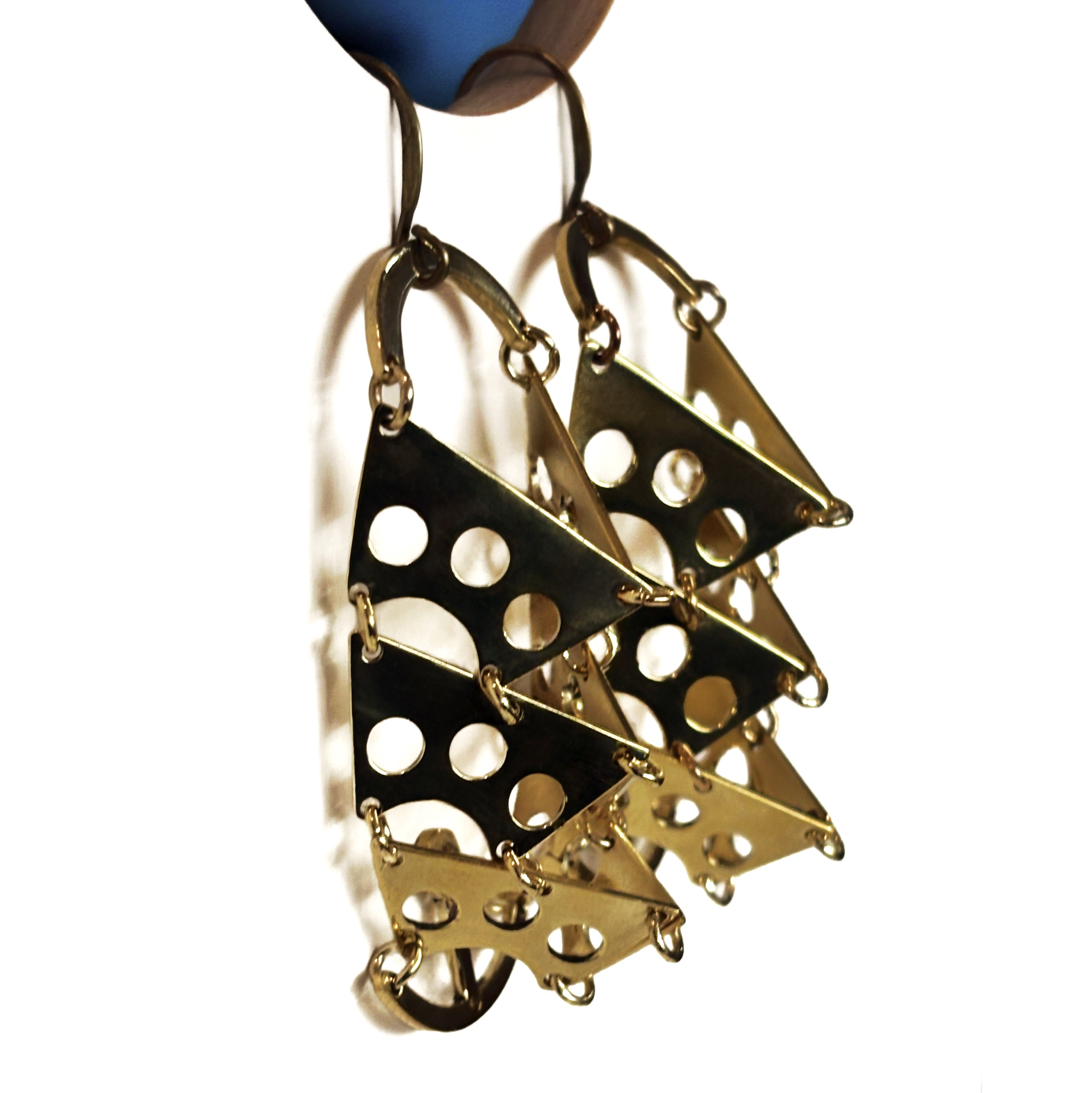 Edges– Triangular Bronze Earrings with Articulated Geometry | Industrial Chic