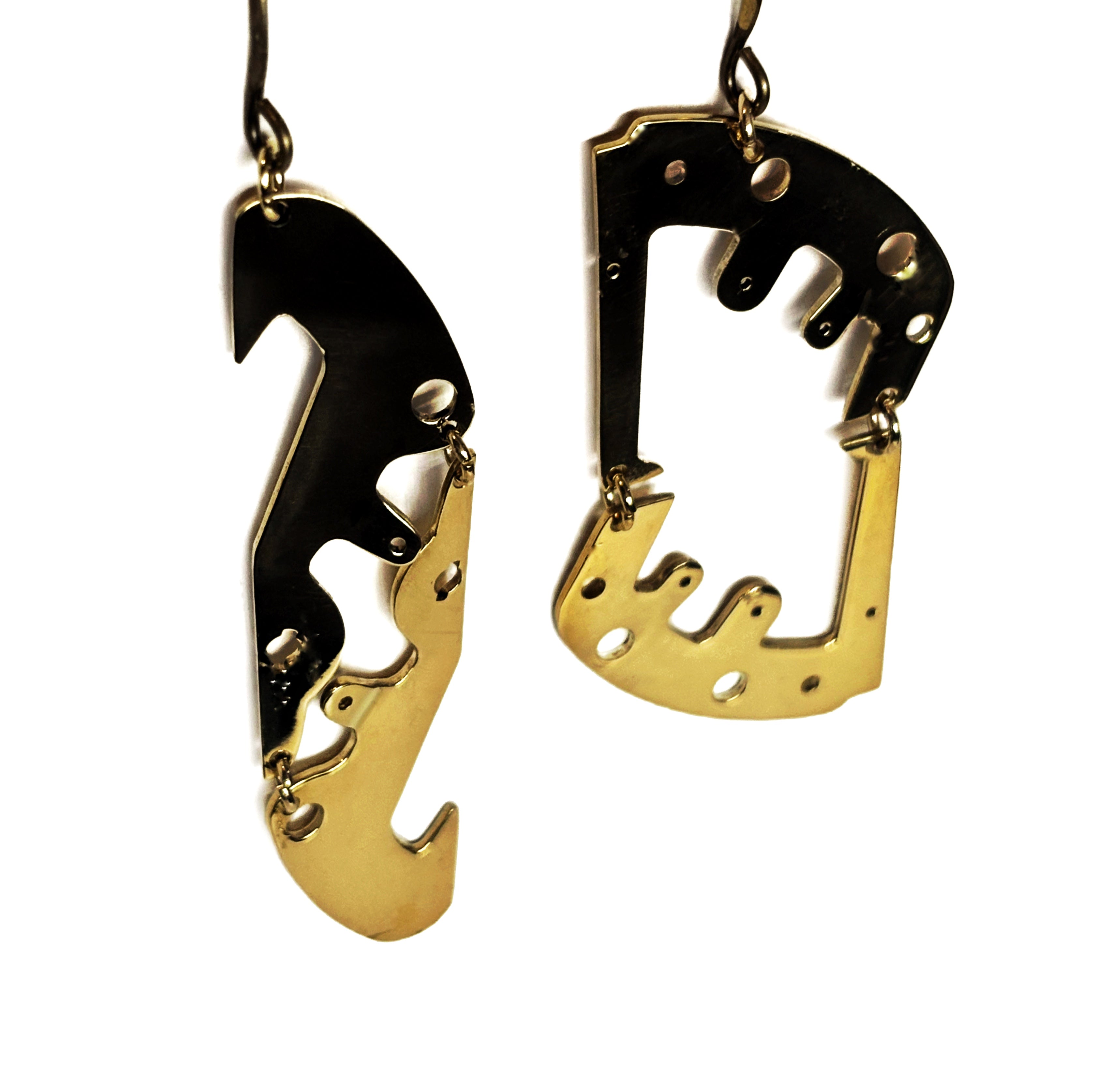 Deriva– Organic Bronze Earrings with Irregular Watch Pieces | Abstract Design
