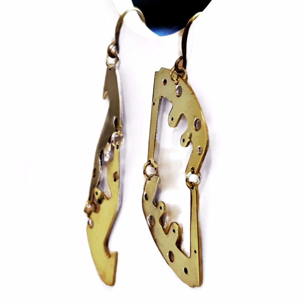 Deriva– Organic Bronze Earrings with Irregular Watch Pieces | Abstract Design
