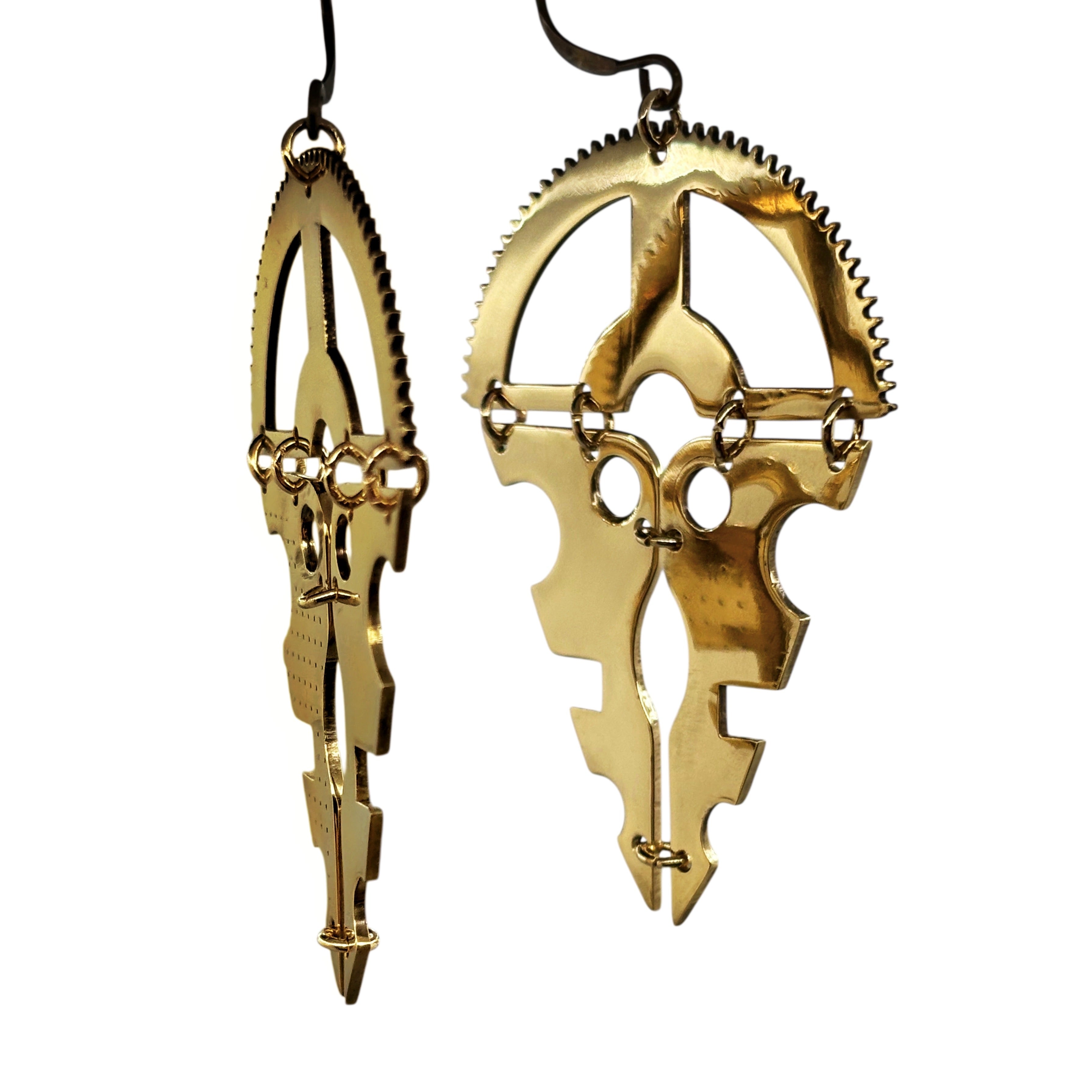 Dome-Inspired Bronze Earrings with Watch Mechanisms | Architectural Jewelry