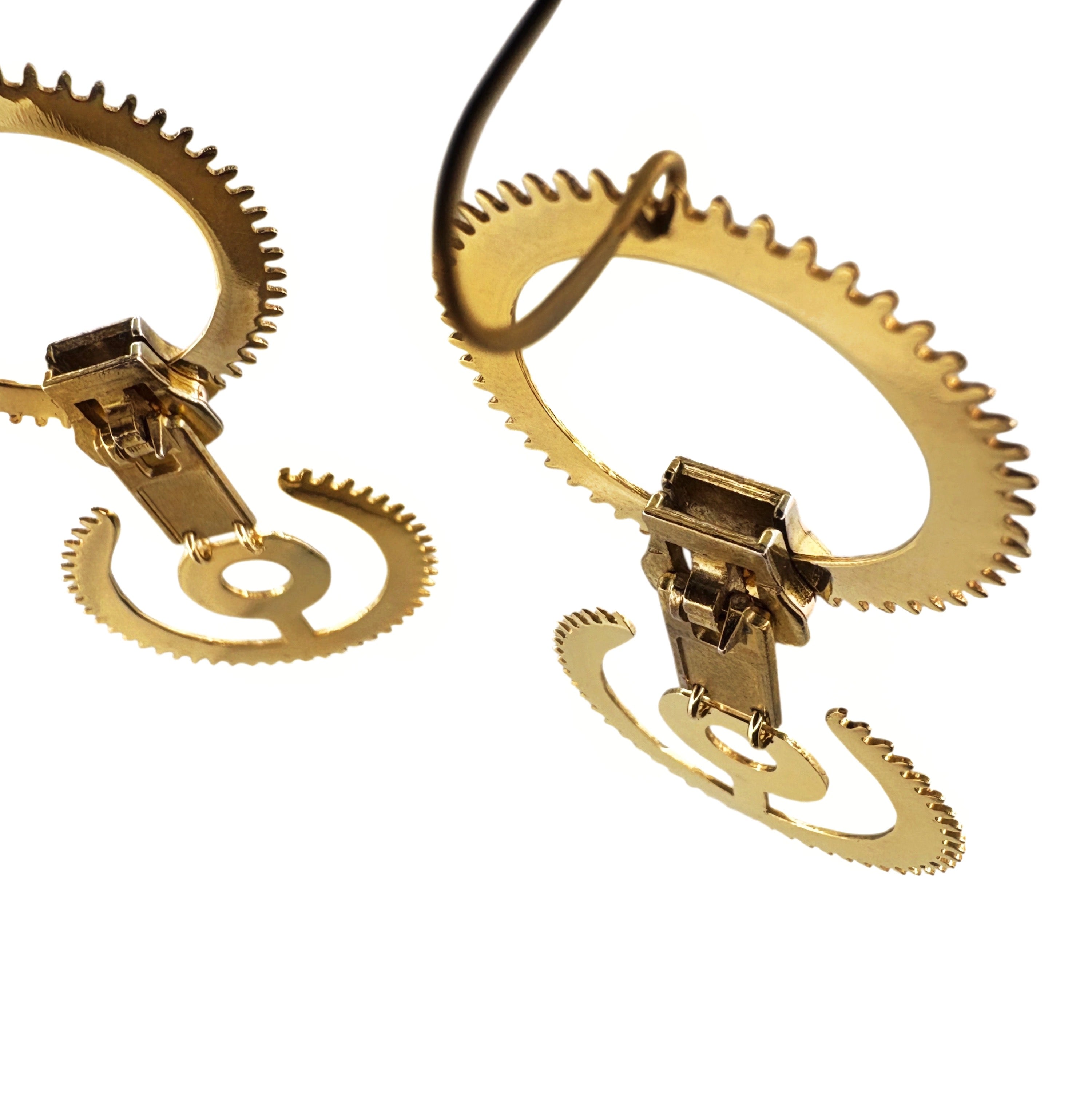 Transit– Linear Bronze Earrings with Reclaimed Watch Strips | Kinetic Architecture