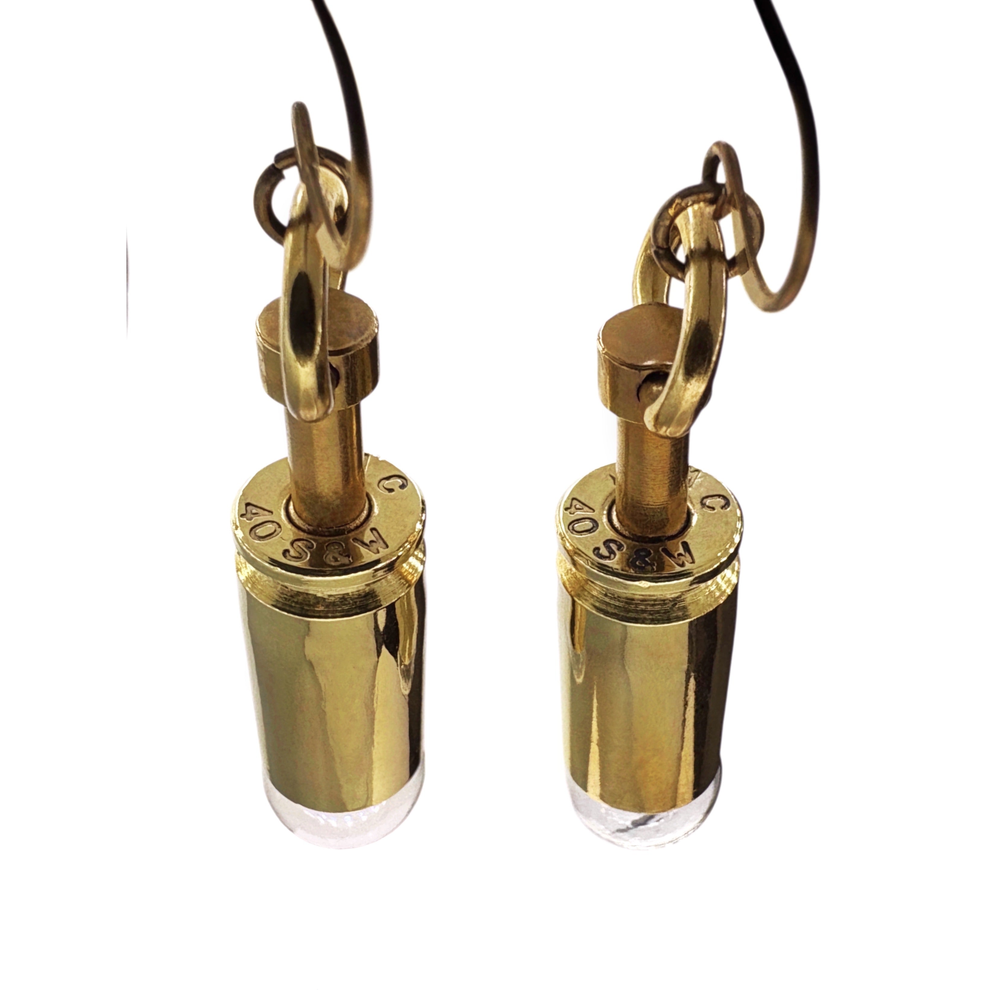 Glow – Brass Earrings with Bullet Casings and Glass | Radiant Statement Jewelry