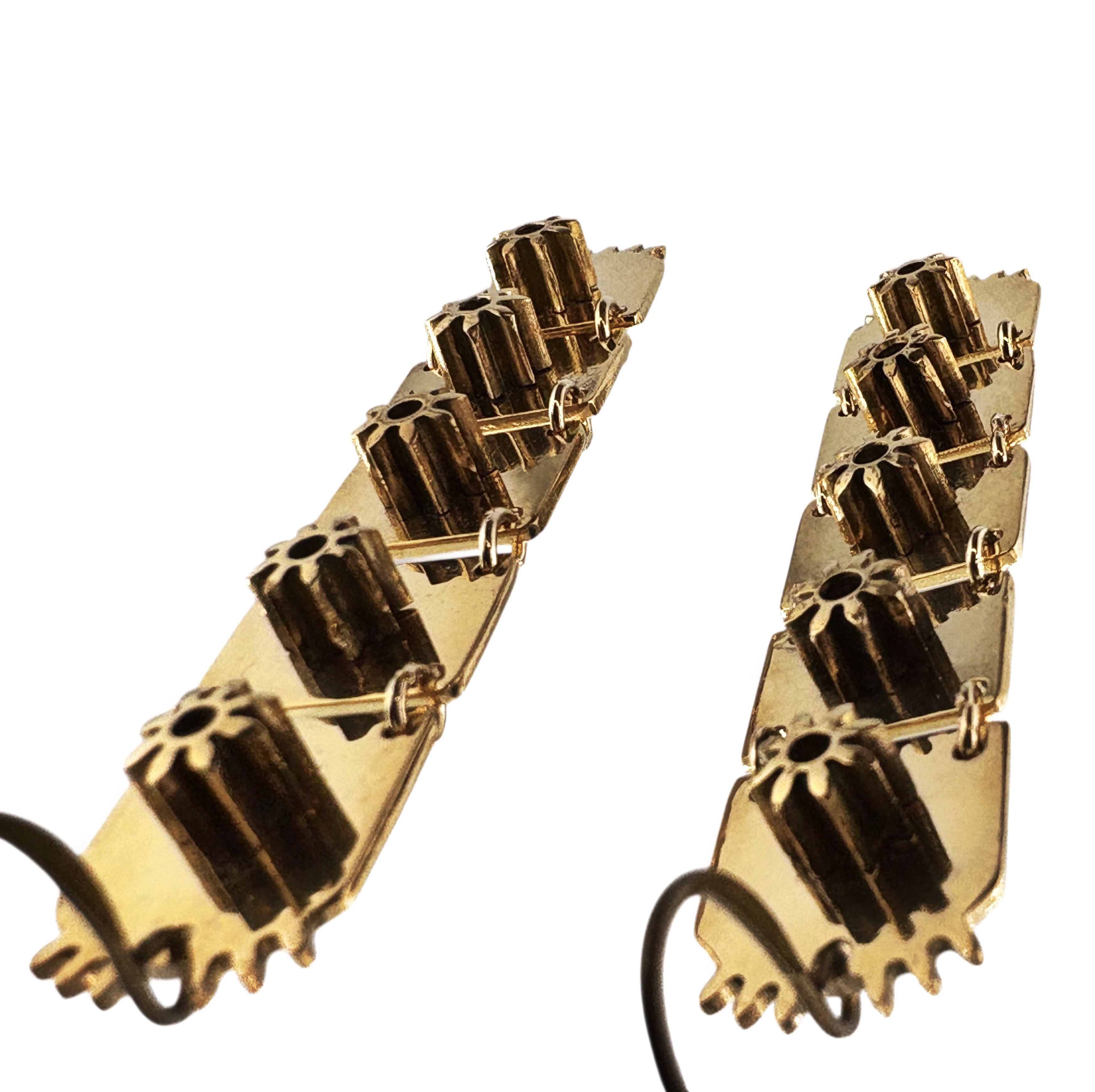 Columns– Vertical Modular Brass Earrings | Industrial Watch Part Jewelry