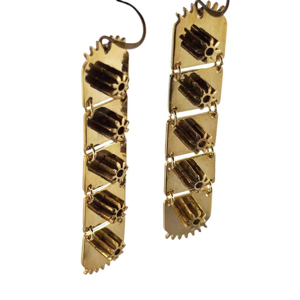 Columns– Vertical Modular Brass Earrings | Industrial Watch Part Jewelry