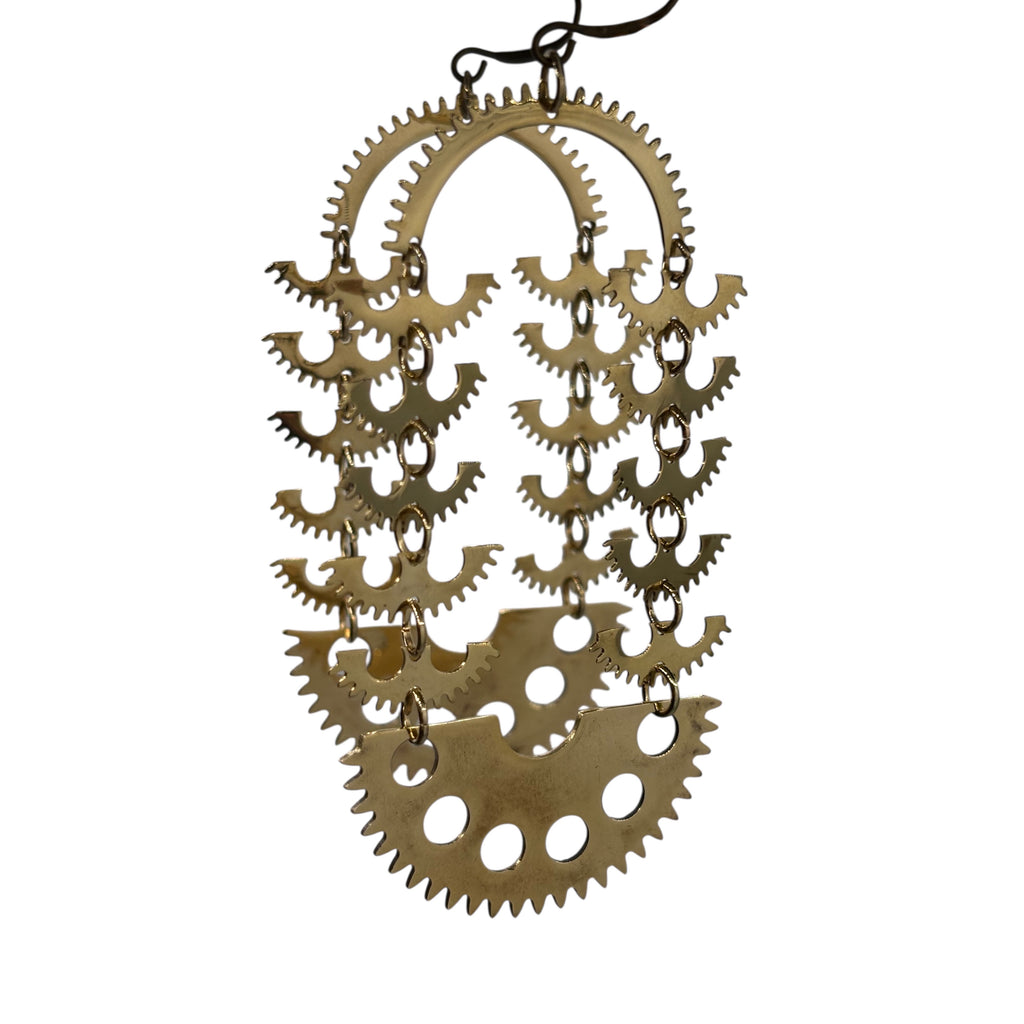 Wings – Lightweight Articulated Earrings in Brass | Vintage Watch Gears Design