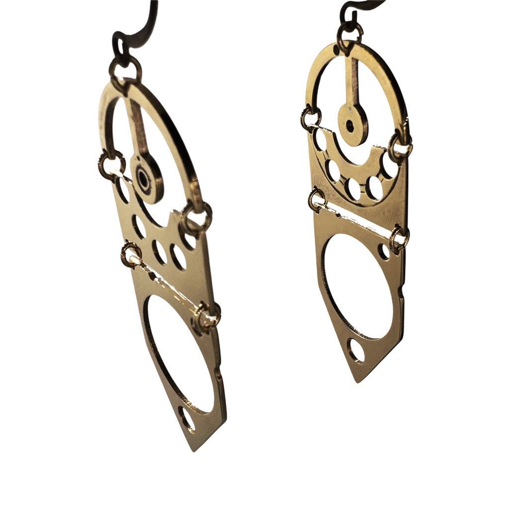 Compass – Geometric Brass Earrings with Modular Watch Plates | Compass-Inspired Design