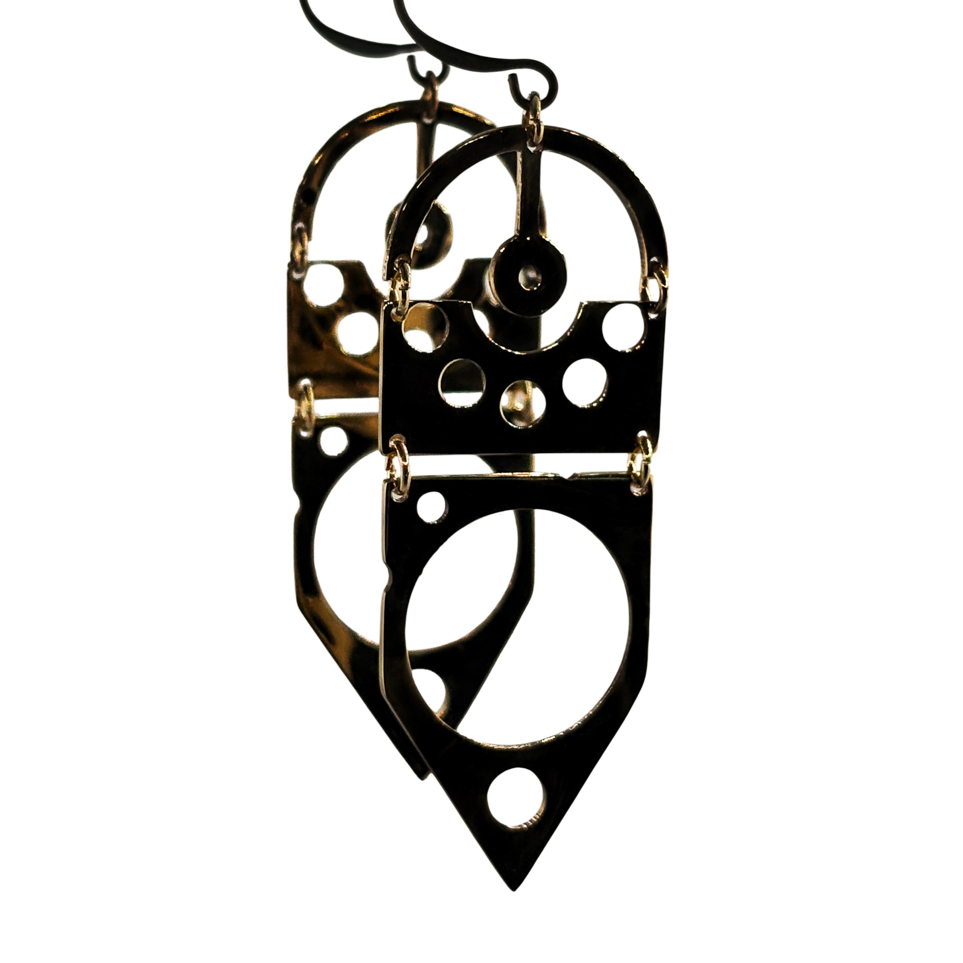 Compass – Geometric Brass Earrings with Modular Watch Plates | Compass-Inspired Design