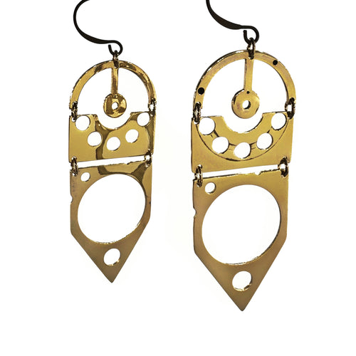 Compass – Geometric Brass Earrings with Modular Watch Plates | Compass-Inspired Design