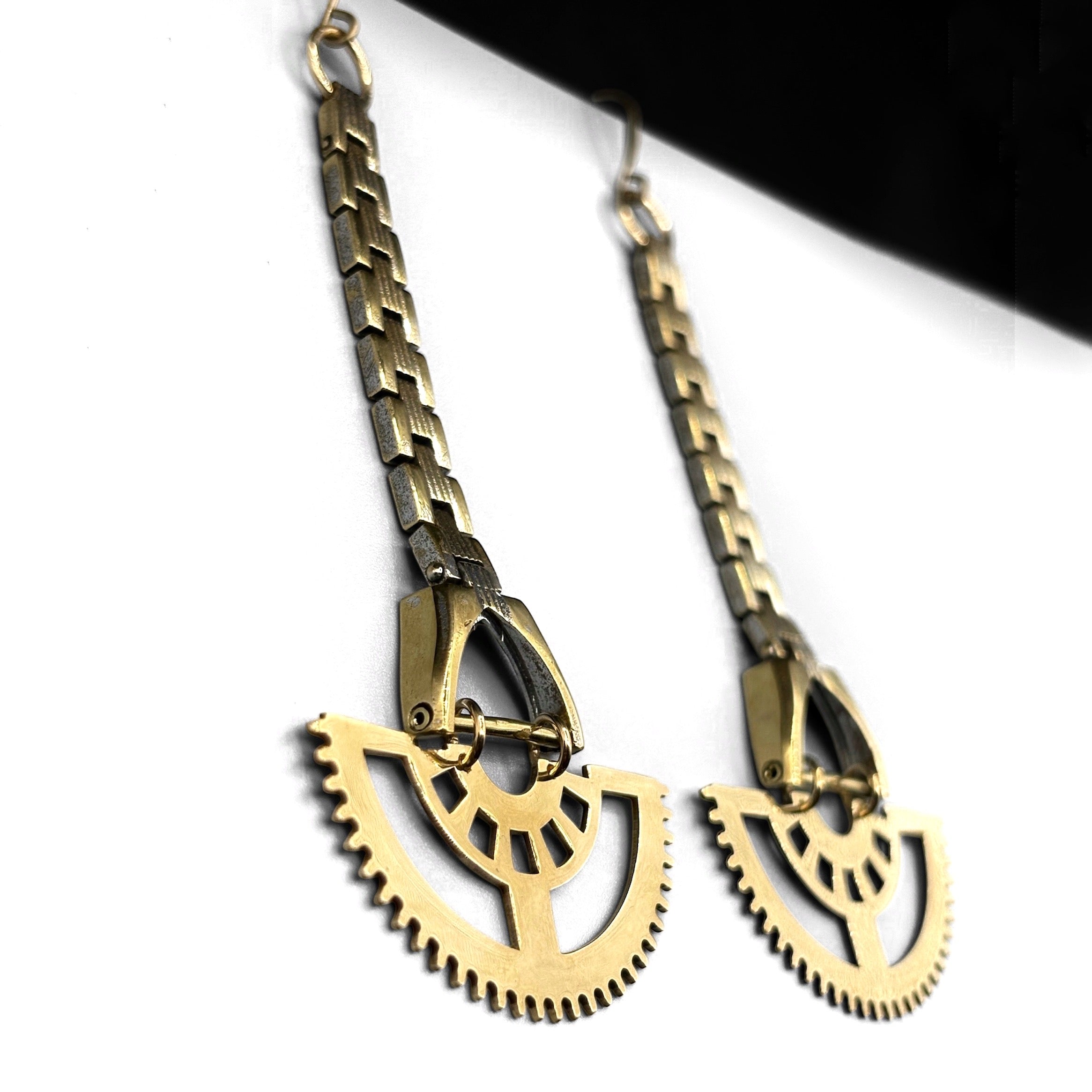 Zenith – Ascending Brass Earrings with Rotor Geometry | Elevated Design