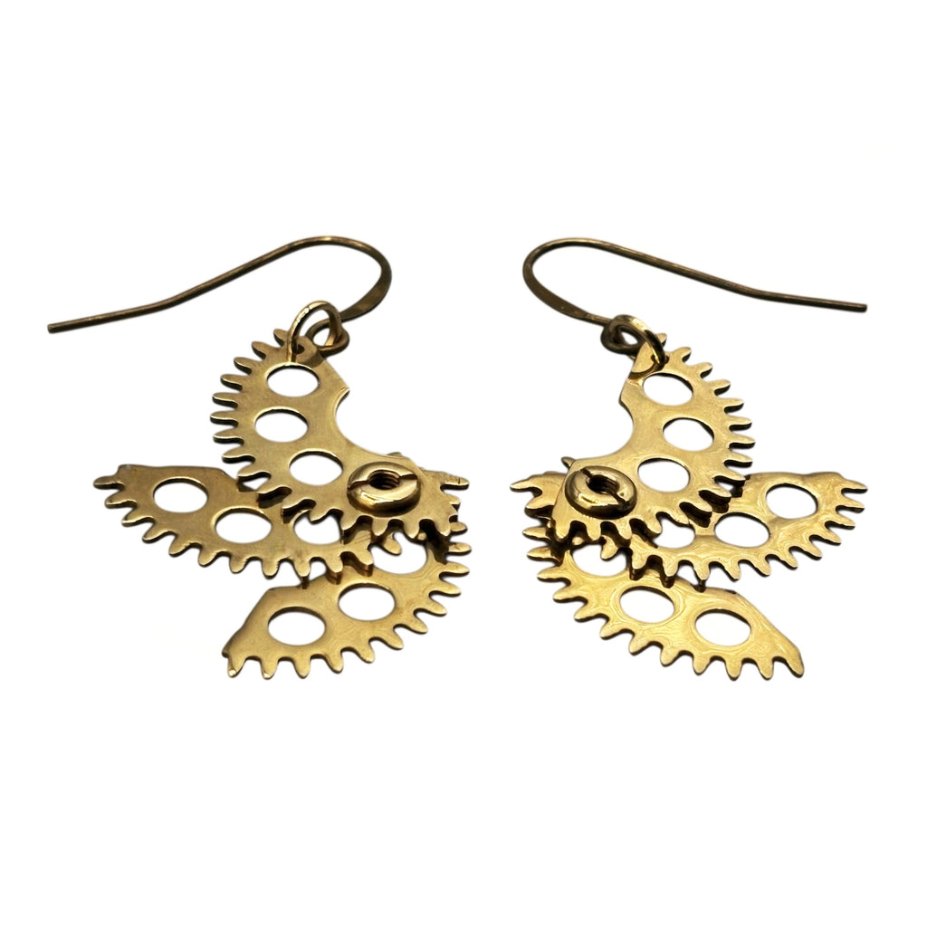 Zarza – Limited Edition Brass Earrings with Vintage Watch Gears | Handcrafted in Miami