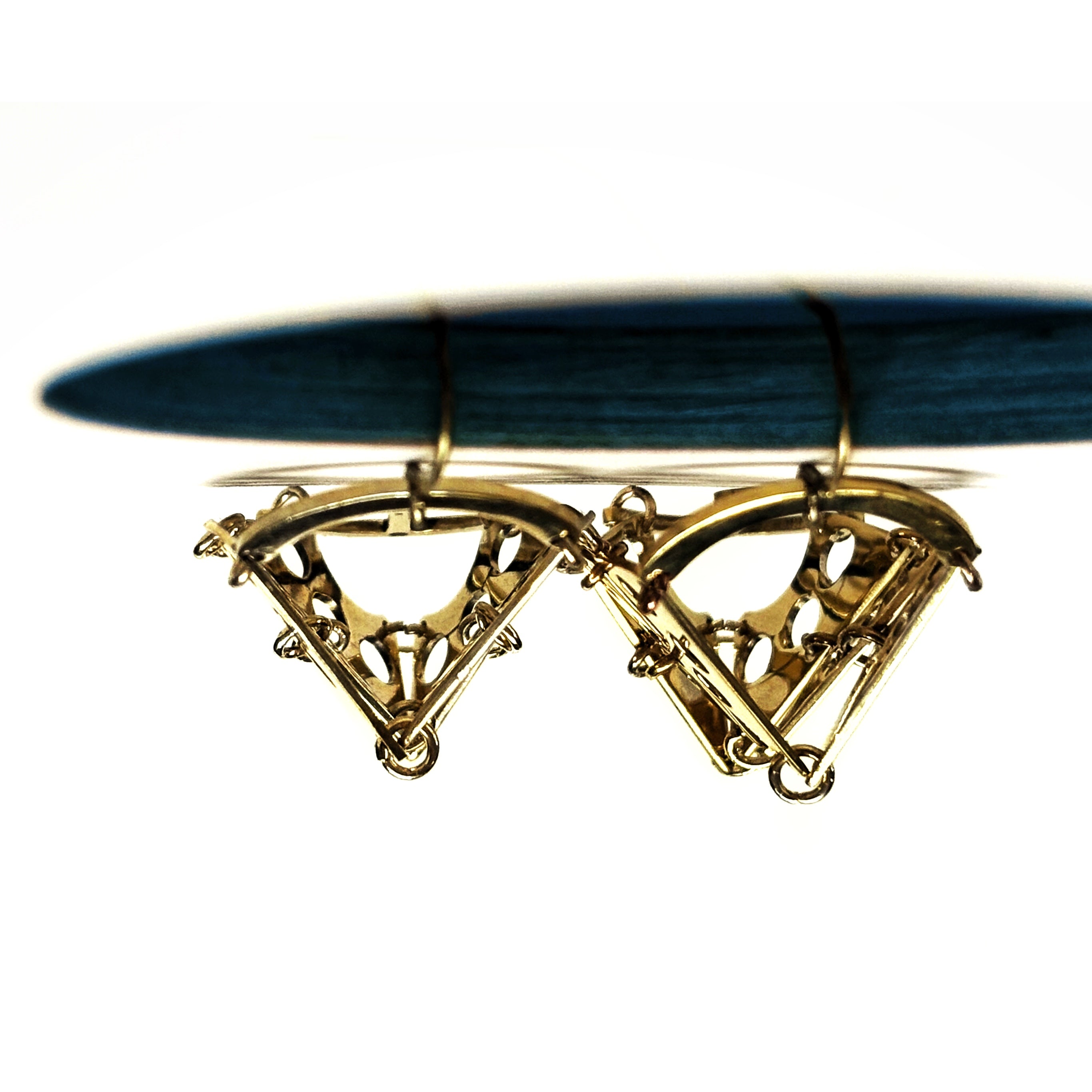 Edges– Triangular Bronze Earrings with Articulated Geometry | Industrial Chic